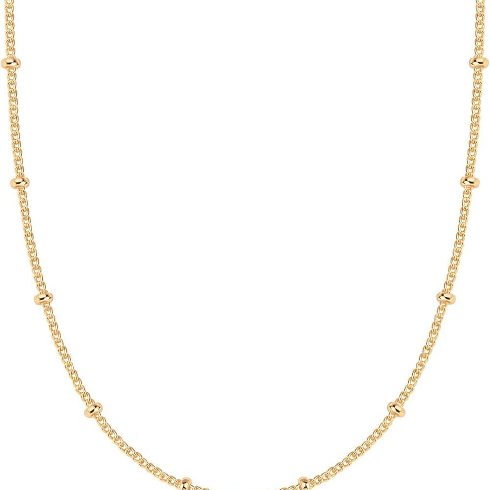 Elegant 14K Gold Plated Women’s Ball Station Necklace with Lobster Clasp